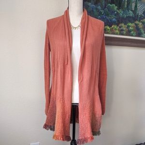 Anthro Moth orange rainbow tassel cardigan M